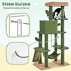Yaheetech Multi-Level 63-in Plush Cat Tree, Green/Brown slide 2 of 7
