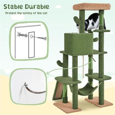 Show full view: Yaheetech Multi-Level 63-in Plush Cat Tree, Green/Brown slide 6 of 9