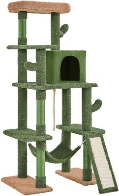 Show full view: Yaheetech Multi-Level 63-in Plush Cat Tree, Green/Brown slide 2 of 9