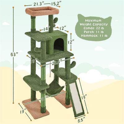 Show full view: Yaheetech Multi-Level 63-in Plush Cat Tree, Green/Brown slide 3 of 9