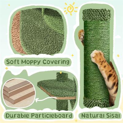 Show full view: Yaheetech Multi-Level 63-in Plush Cat Tree, Green/Brown slide 5 of 9