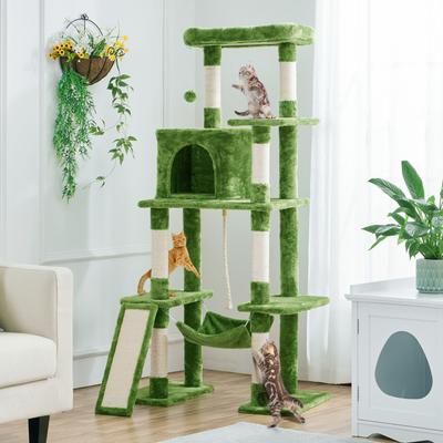 Show full view: Yaheetech Multi-Level 63-in Plush Cat Tree, Large, Green slide 2 of 11