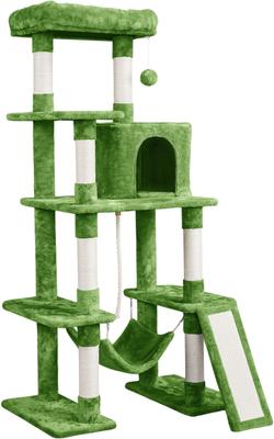 Show full view: Yaheetech Multi-Level 63-in Plush Cat Tree, Large, Green slide 3 of 11