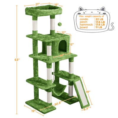 Show full view: Yaheetech Multi-Level 63-in Plush Cat Tree, Large, Green slide 4 of 11
