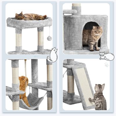 Show full view: Yaheetech Multi-Level 63-in Plush Cat Tree, Light Gray slide 4 of 11