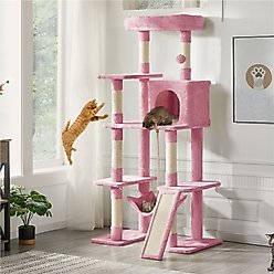 Yaheetech Multi-Level 63-in Plush Cat Tree, Pink