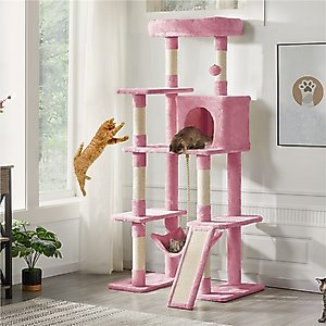 Yaheetech Multi-Level 63-in Plush Cat Tree, Pink