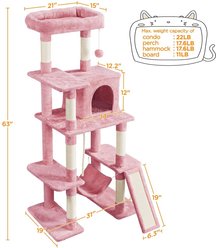 Yaheetech Multi-Level 63-in Plush Cat Tree, Pink slide 2 of 9