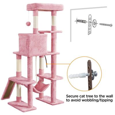 Show full view: Yaheetech Multi-Level 63-in Plush Cat Tree, Pink slide 9 of 11
