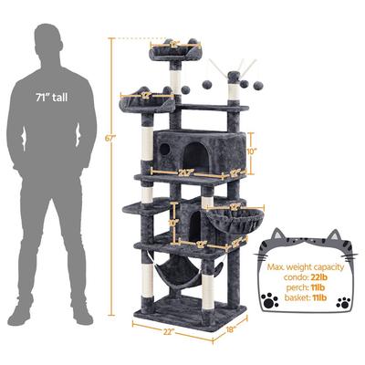 Show full view: Yaheetech Multi-Level 67-in Cat Tree, Dark Gray slide 4 of 9