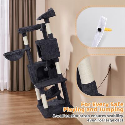 Show full view: Yaheetech Multi-Level Cat Tree, 64.5-in, Black slide 7 of 9