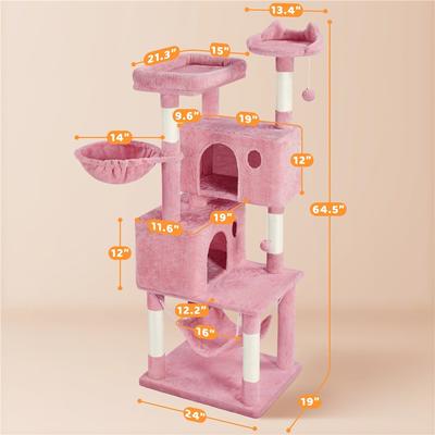 Show full view: Yaheetech Multi-Level Cat Tree, 64.5-in, Pink slide 3 of 11