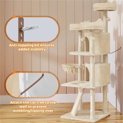 Show full view: Yaheetech 69-in Multi-Level Cat Tree, Beige slide 8 of 9