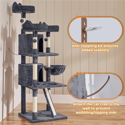 Show full view: Yaheetech 69-in Multi-Level Cat Tree, Dark Gray slide 8 of 9