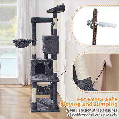 Show full view: Yaheetech Multi-Level Cat Tree, 73-in, Dark Gray slide 7 of 8