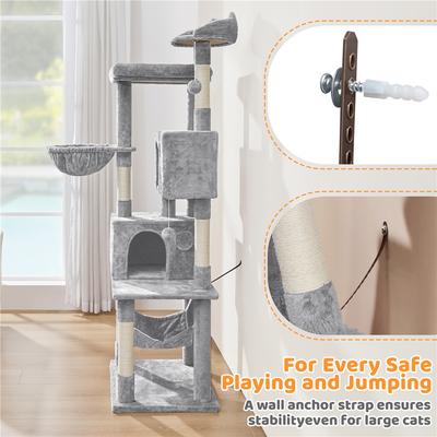 Show full view: Yaheetech Multi-Level Cat Tree, 73-in, Light Gray slide 7 of 8