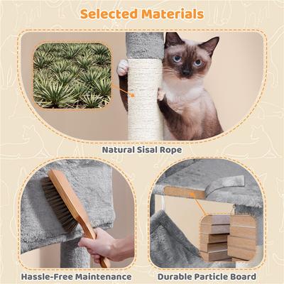 Show full view: Yaheetech Multi-Level Cat Tree, 73-in, Light Gray slide 6 of 8