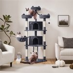 Petpals 49-in 4-Level Multi-Activity Cat Tree with Felt Perches, Black/White