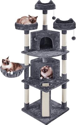 Show full view: Yaheetech 76-in Multi-Level Cat Tree, Dark Gray slide 3 of 8