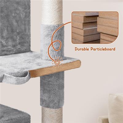 Show full view: Yaheetech 76-in Multi-Level Cat Tree, Light Gray slide 7 of 9