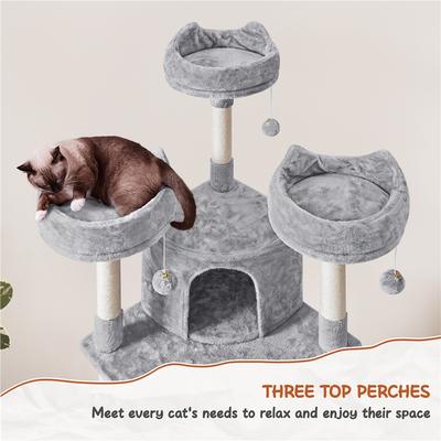 Show full view: Yaheetech 76-in Multi-Level Cat Tree, Light Gray slide 6 of 9