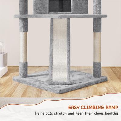 Show full view: Yaheetech 76-in Multi-Level Cat Tree, Light Gray slide 5 of 9