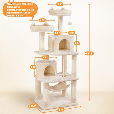 Show full view: Yaheetech 63-in Multi-Level Sisal Cat Tree, Beige slide 3 of 10