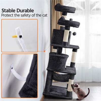 Show full view: Yaheetech 63-in Multi-Level Sisal Cat Tree, Black slide 8 of 10