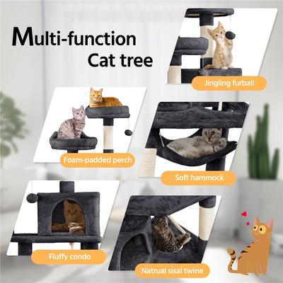 Show full view: Yaheetech 63-in Multi-Level Sisal Cat Tree, Black slide 4 of 10