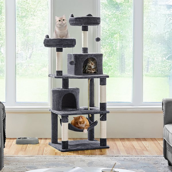 Show full view: Yaheetech 63-in Multi-Level Sisal Cat Tree, Dark Gray slide 1 of 10
