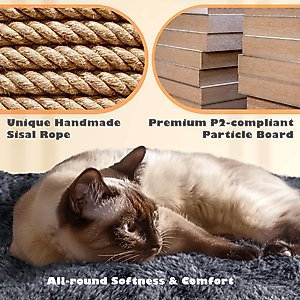 Yaheetech 63-in Multi-Level Sisal Cat Tree, Dark Gray