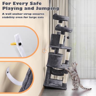 Show full view: Yaheetech 63-in Multi-Level Sisal Cat Tree, Dark Gray slide 6 of 10