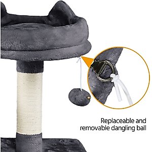Yaheetech 63-in Multi-Level Sisal Cat Tree, Dark Gray
