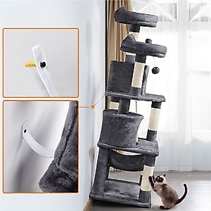 Yaheetech 63-in Multi-Level Sisal Cat Tree, Dark Gray