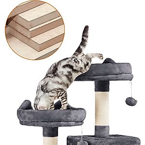 Yaheetech 63-in Multi-Level Sisal Cat Tree, Dark Gray