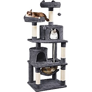 Yaheetech 63-in Multi-Level Sisal Cat Tree, Dark Gray