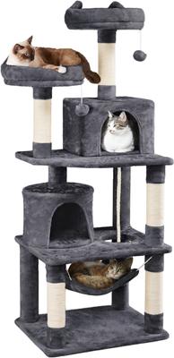 Show full view: Yaheetech 63-in Multi-Level Sisal Cat Tree, Dark Gray slide 2 of 10