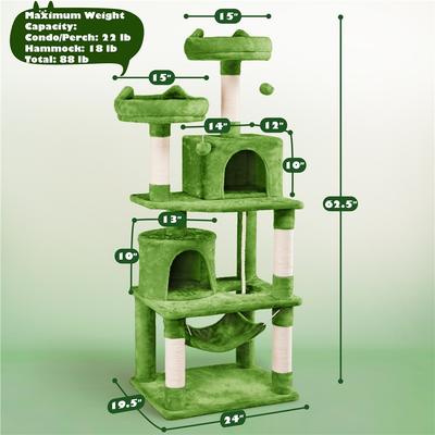 Show full view: Yaheetech 63-in Multi-Level Sisal Cat Tree, Green slide 3 of 8