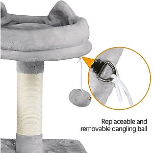 Yaheetech 63-in Multi-Level Sisal Cat Tree, Light Gray