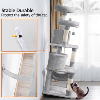 Show full view: Yaheetech 63-in Multi-Level Sisal Cat Tree, Light Gray slide 9 of 10