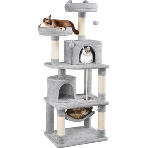 Yaheetech 63-in Multi-Level Sisal Cat Tree, Light Gray