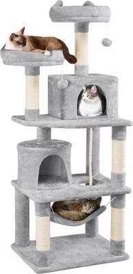 Show full view: Yaheetech 63-in Multi-Level Sisal Cat Tree, Light Gray slide 2 of 10