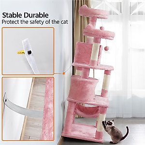 Yaheetech 63-in Multi-Level Sisal Cat Tree, Pink