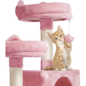 Yaheetech 63-in Multi-Level Sisal Cat Tree, Pink