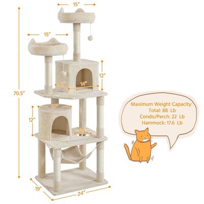Show full view: Yaheetech 70.5-inch Multi Level Sisal Cat Tree, Beige slide 3 of 7