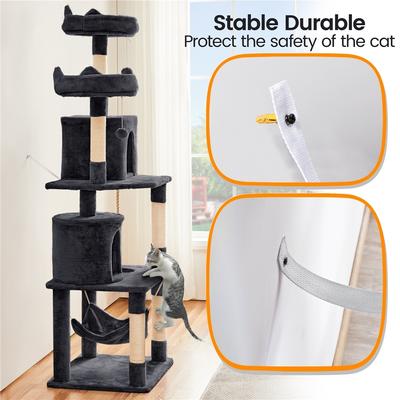 Show full view: Yaheetech 70.5-inch Multi Level Sisal Cat Tree, Black slide 4 of 8