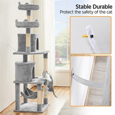 Show full view: Yaheetech 70.5-inch Multi Level Sisal Cat Tree, Light Gray slide 5 of 10