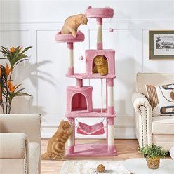 Yaheetech 70.5-inch Multi Level Sisal Cat Tree, Pink