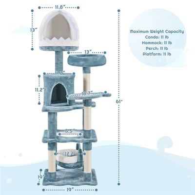 Show full view: Yaheetech Ocean-Themed Multi-Level Cat Tree, 61-in slide 4 of 9