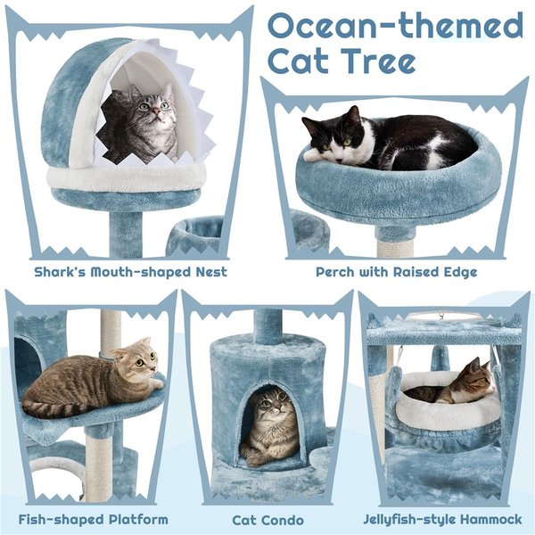 Yaheetech Ocean-Themed Multi-Level Cat Tree, 61-in